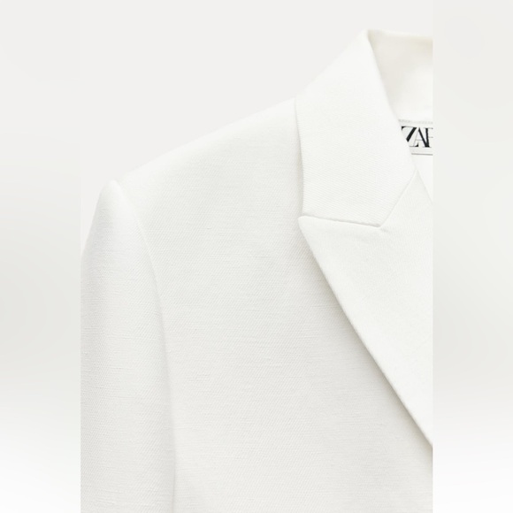 New ZARA Cropped Double Breasted Linen Blend Blazer ZW Collection - Picture 6 of 8